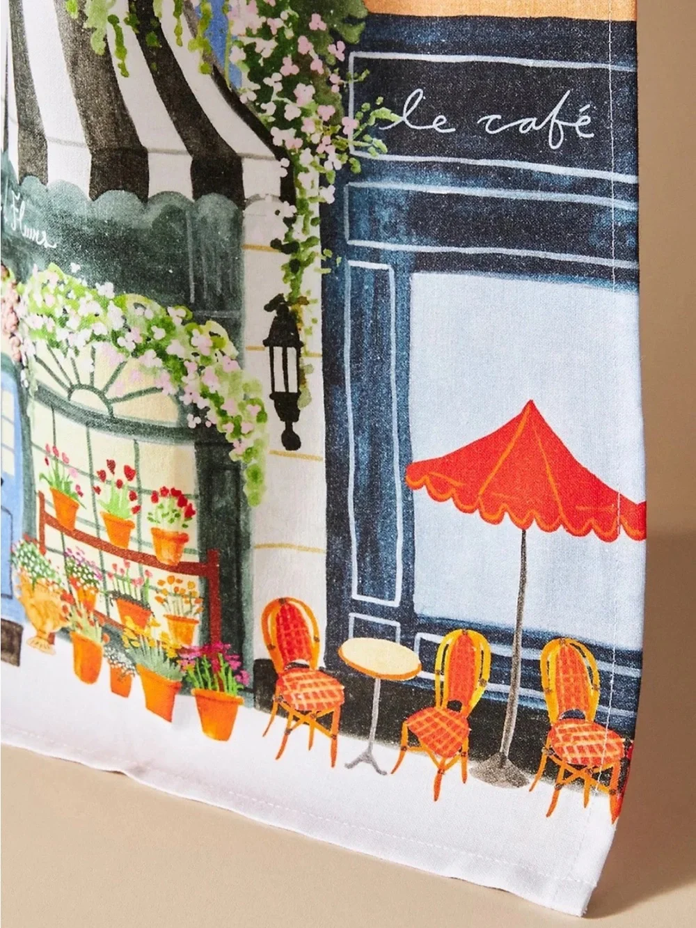 NEW Anthropologie Flower Stand Embroidered Dish Towel